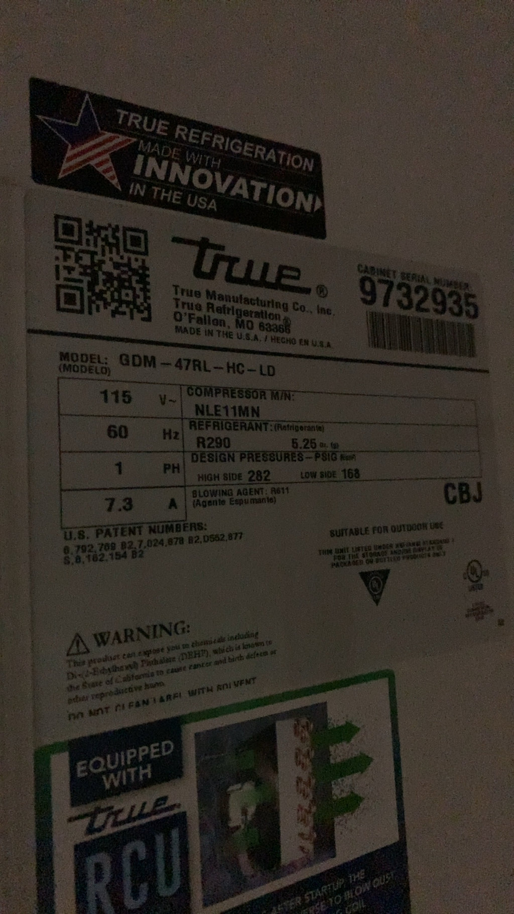 True GDM-47RL-HC-LD Display Refrigerator, Sliding Glass Door 2-Section R290 Refrigerant