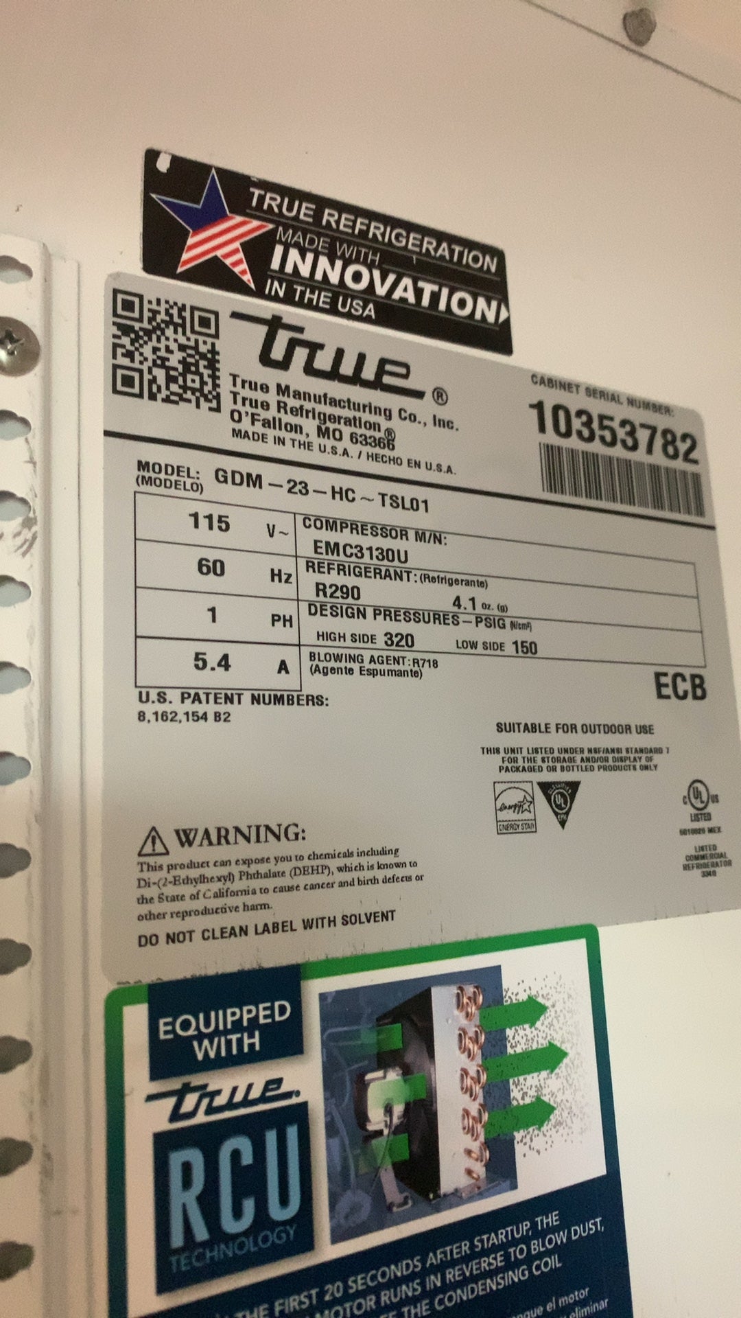 True GDM-23-HC Refrigerator, Upright Glass Door Merchandiser Single Door 115V RCU Technology "pressed. JUICERY" Branding