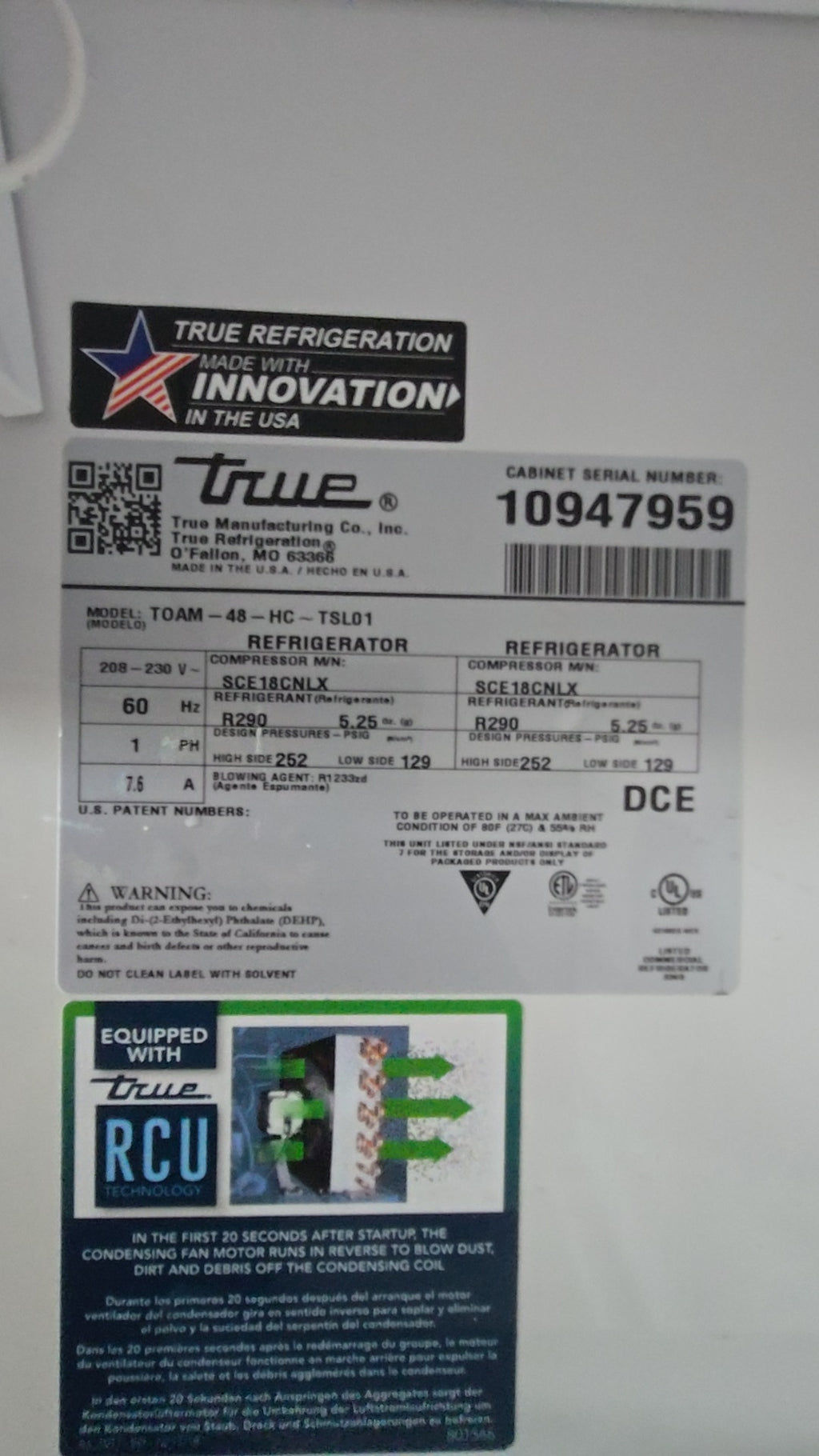 True TOAM-48-HC-TSL01 Refrigerator, Open-Air Merchandiser RCU Technology Reverse Condensing Fan Motor Open Front Display Pressed. JUICERY Branding