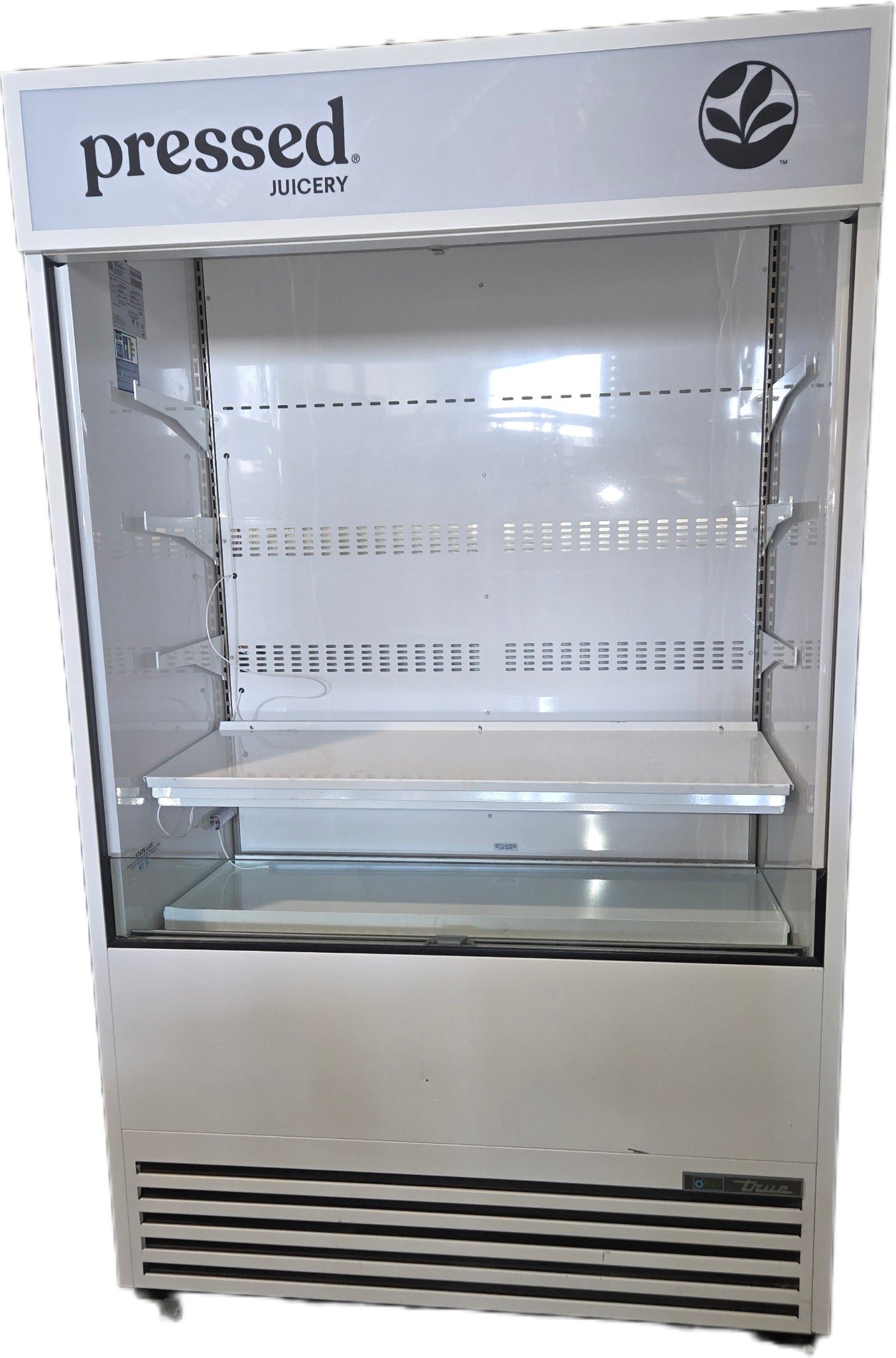 True TOAM-48-HC-TSL01 Refrigerator, Open-Air Merchandiser RCU Technology Reverse Condensing Fan Motor Open Front Display Pressed. JUICERY Branding