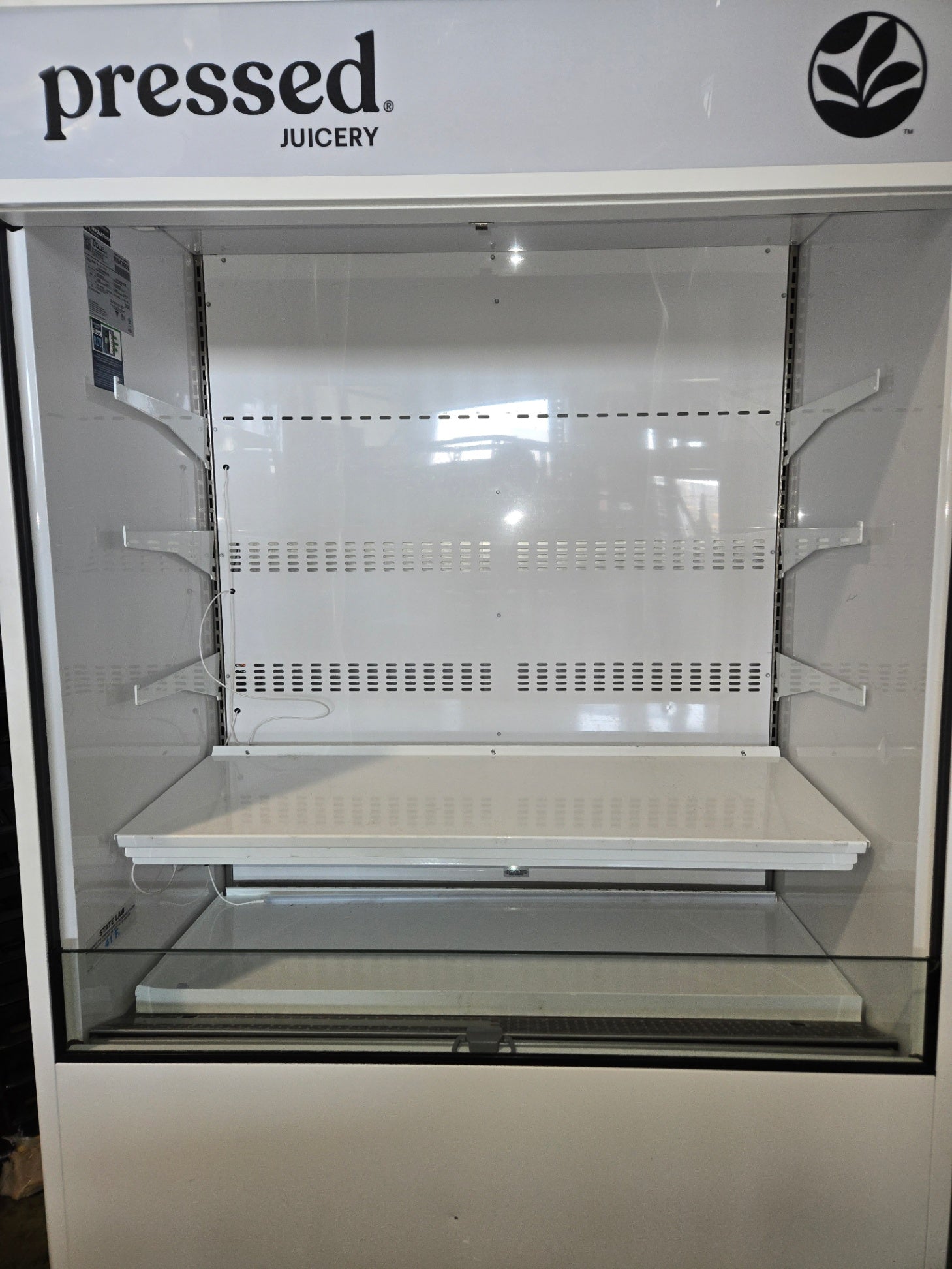 True TOAM-48-HC-TSL01 Refrigerator, Open-Air Merchandiser RCU Technology Reverse Condensing Fan Motor Open Front Display Pressed. JUICERY Branding