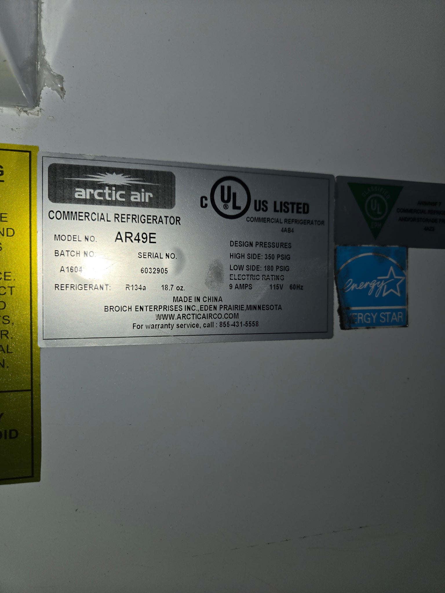 Arctic Air AR49E Commercial Refrigerator, Upright 2 Swing Doors Electric Stainless Steel