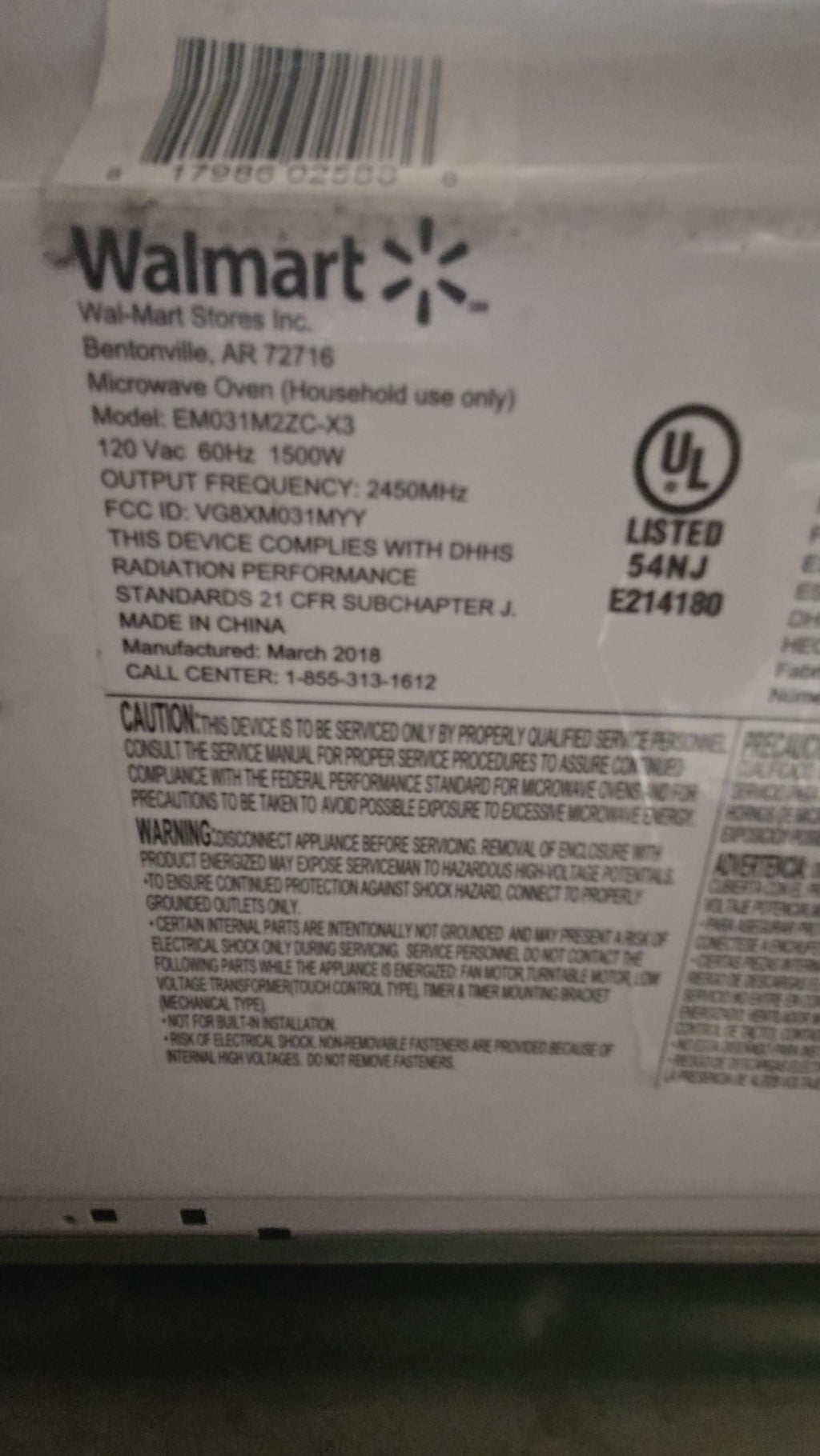 Hamilton Beach EM031M2ZC-X3 Microwave Oven, Countertop 1500W Electric