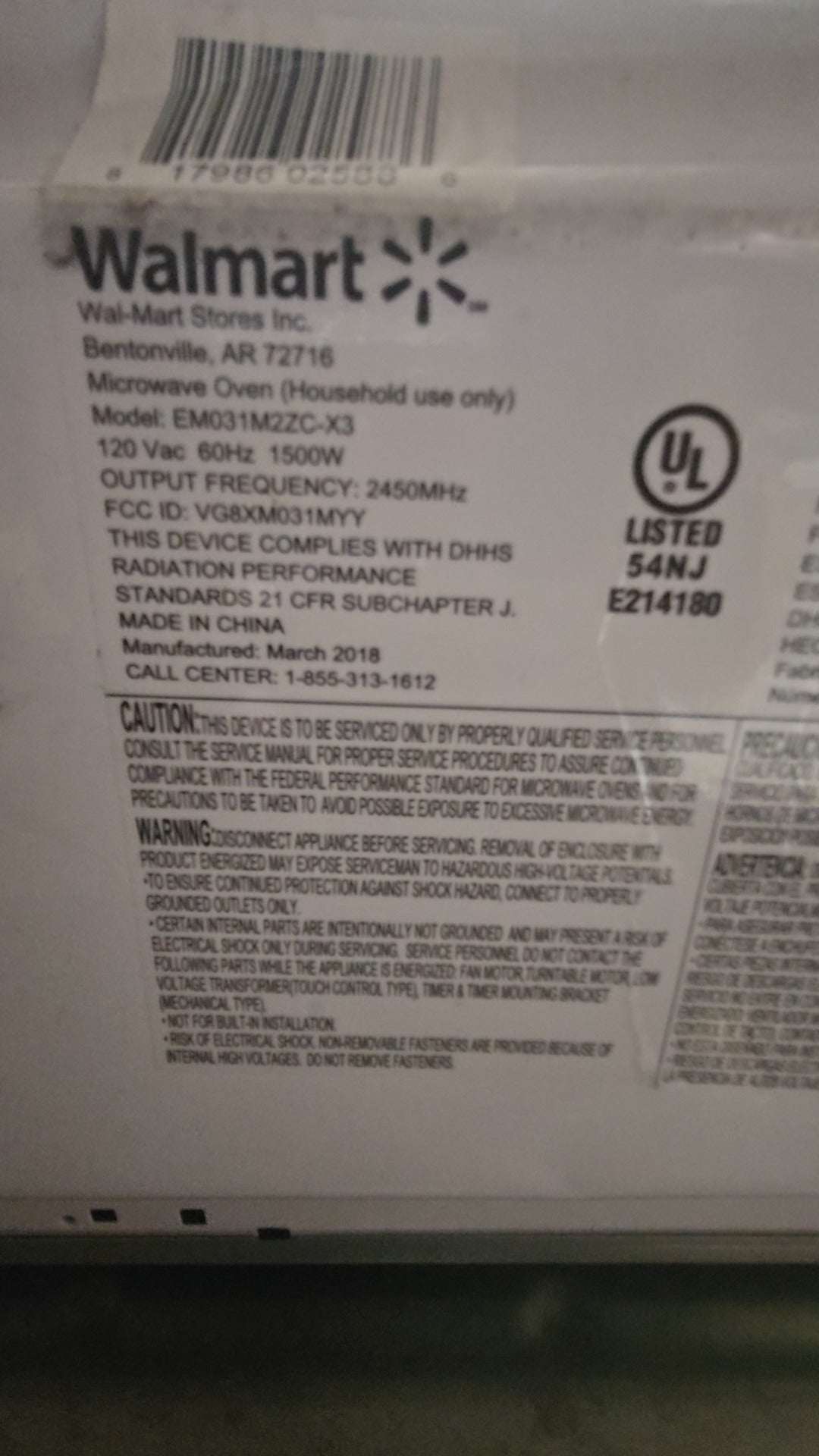 Hamilton Beach EM031M2ZC-X3 Microwave Oven, Countertop 1500W Electric