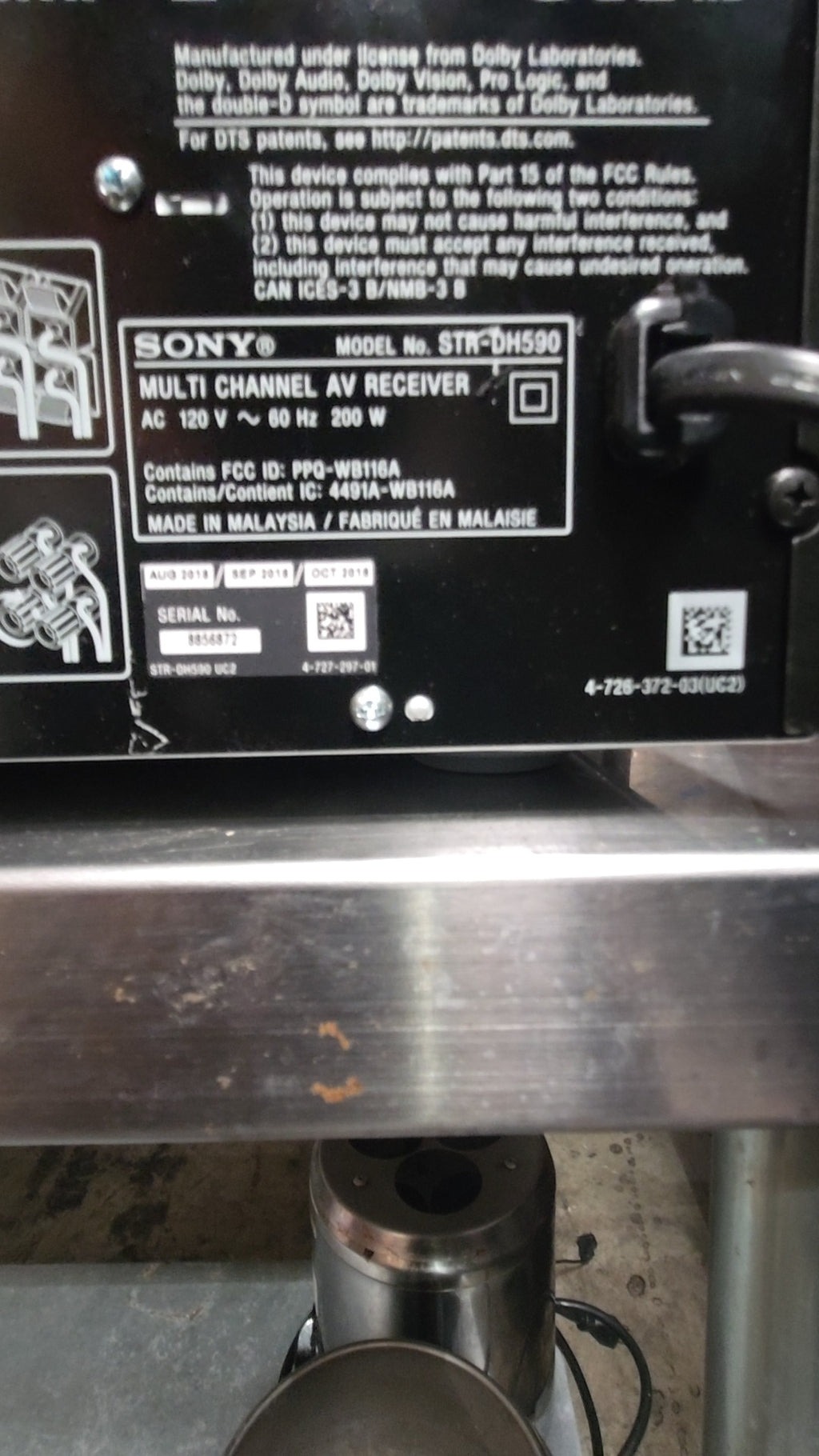 SONY STR-DH590 AV Receiver, Multi Channel AC 120V 200W