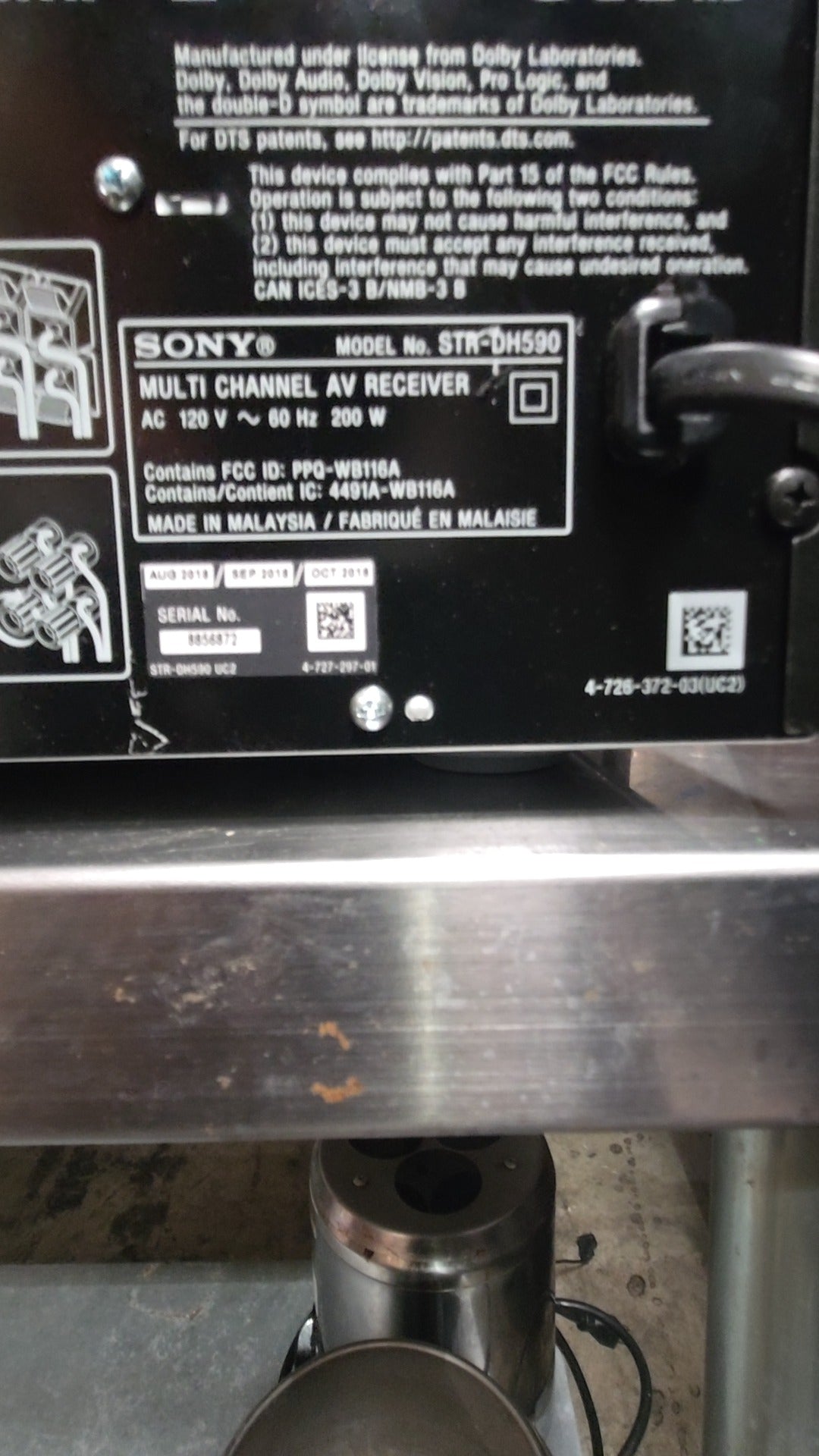 SONY STR-DH590 AV Receiver, Multi Channel AC 120V 200W
