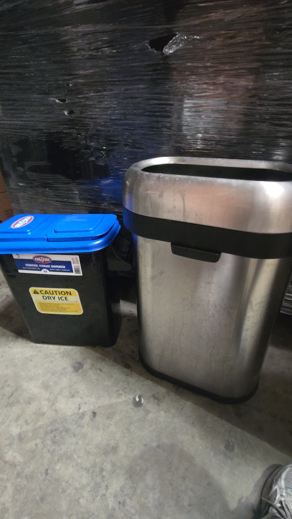 Kingsford Charcoal Storage Dispenser And Rubbermaid Waste Receptacle