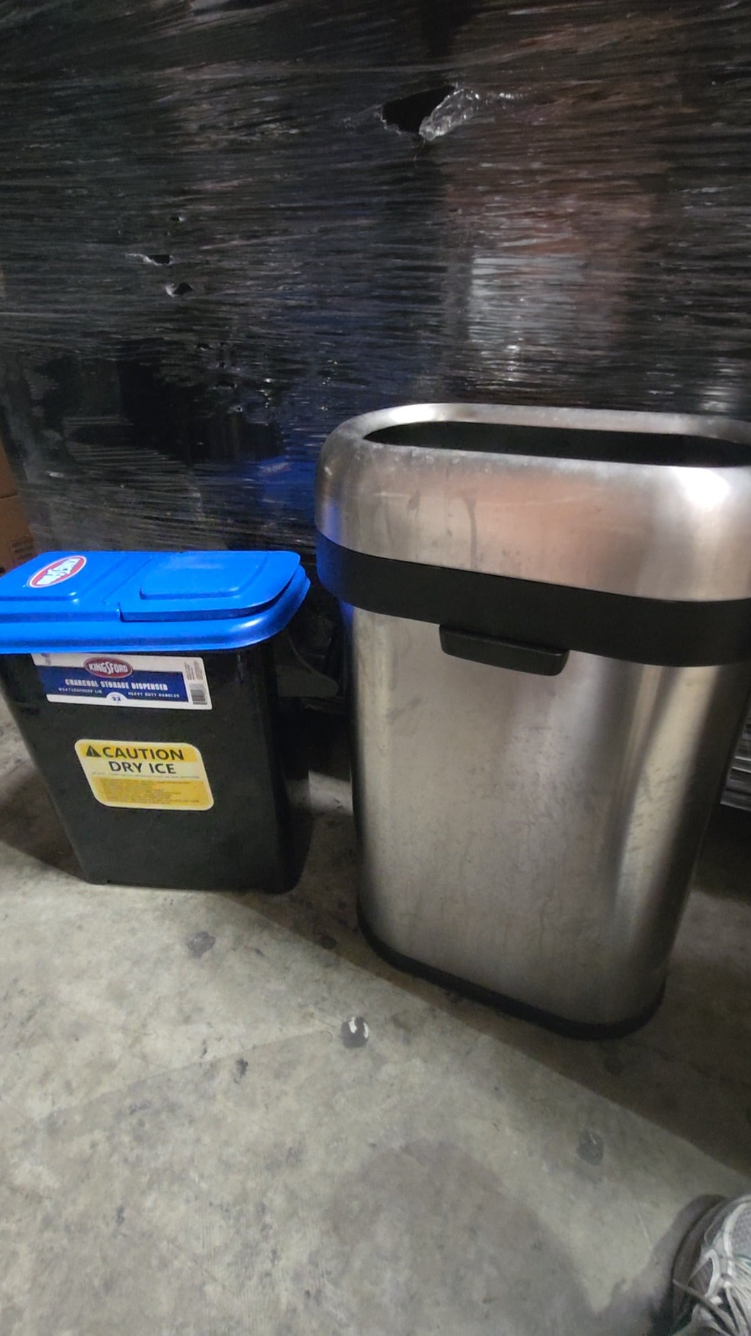 Kingsford Charcoal Storage Dispenser And Rubbermaid Waste Receptacle