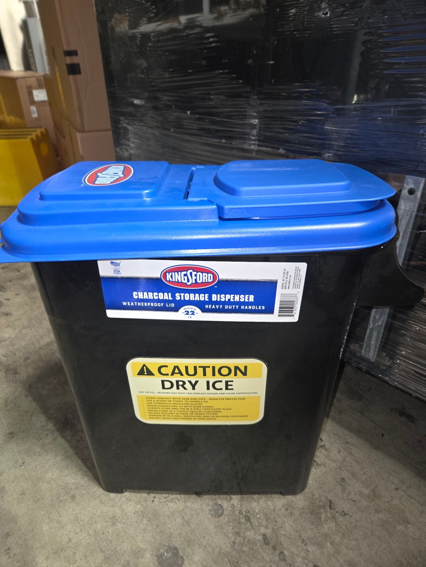 Kingsford Charcoal Storage Dispenser And Rubbermaid Waste Receptacle