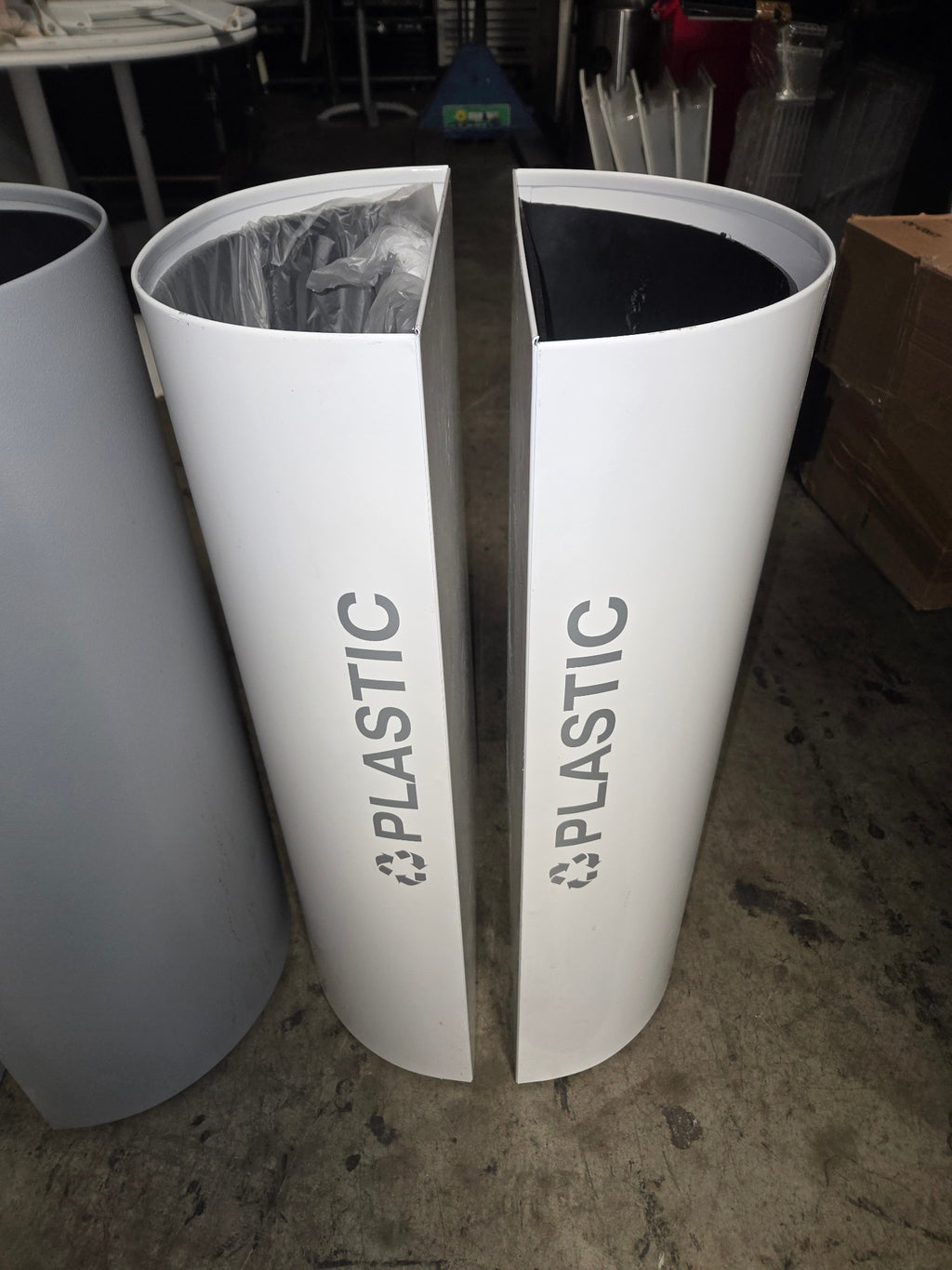 REC-WST-SERIES Waste and Recycling Bins, Modular Half-Round Commercial 5 Piece Set