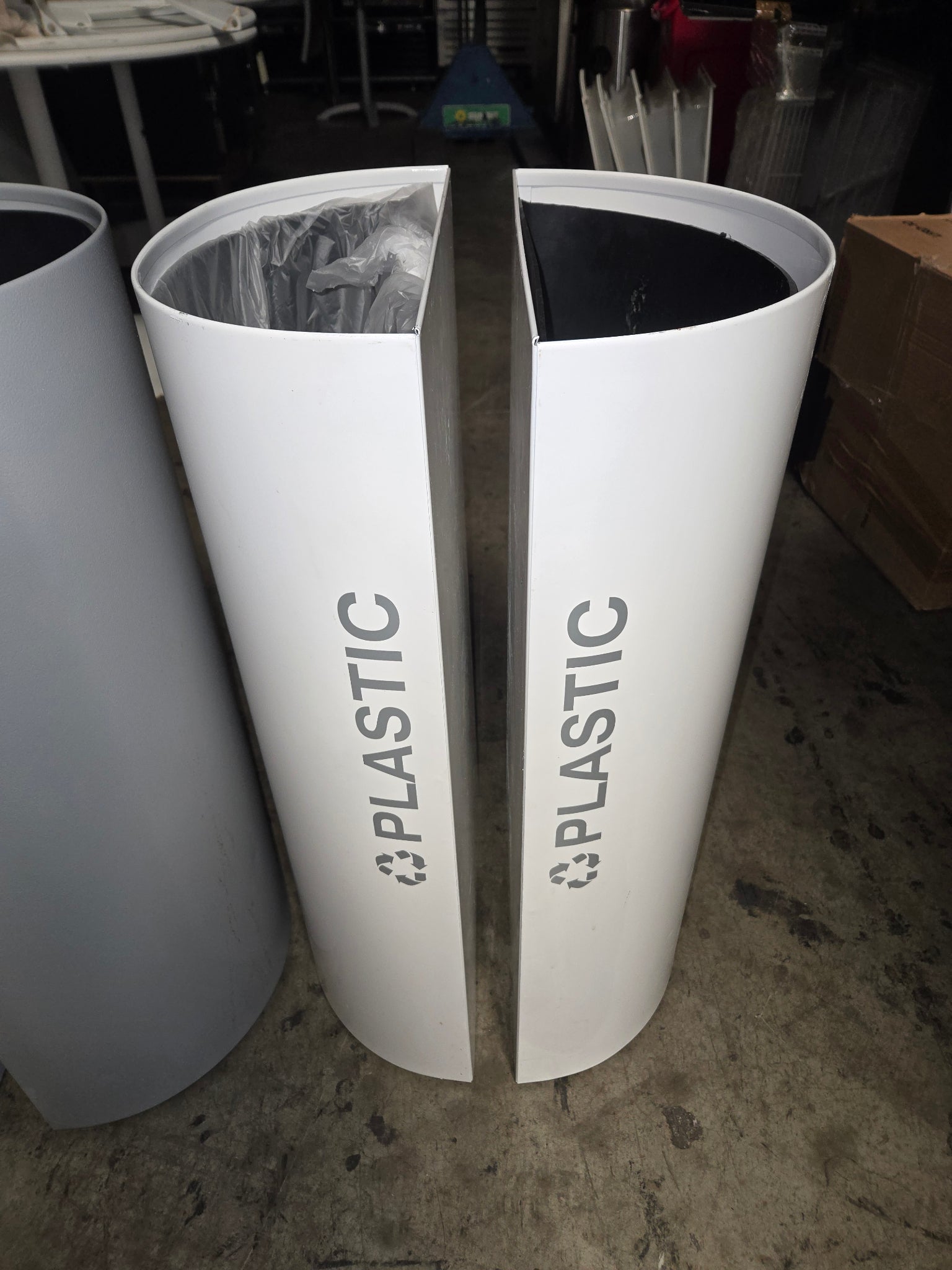 REC-WST-SERIES Waste and Recycling Bins, Modular Half-Round Commercial 5 Piece Set