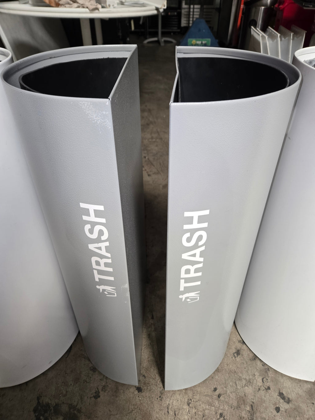 REC-WST-SERIES Waste and Recycling Bins, Modular Half-Round Commercial 5 Piece Set