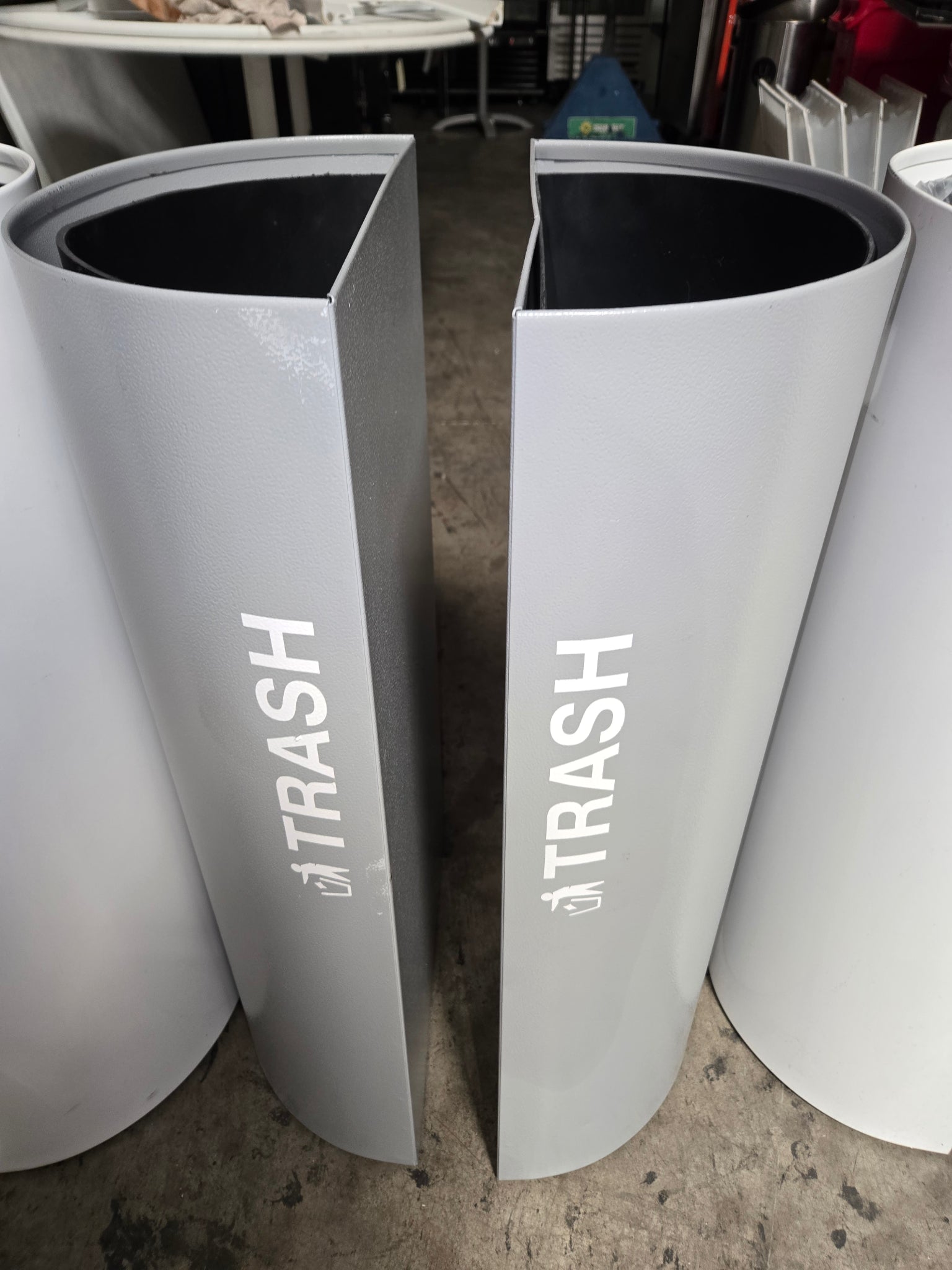 REC-WST-SERIES Waste and Recycling Bins, Modular Half-Round Commercial 5 Piece Set