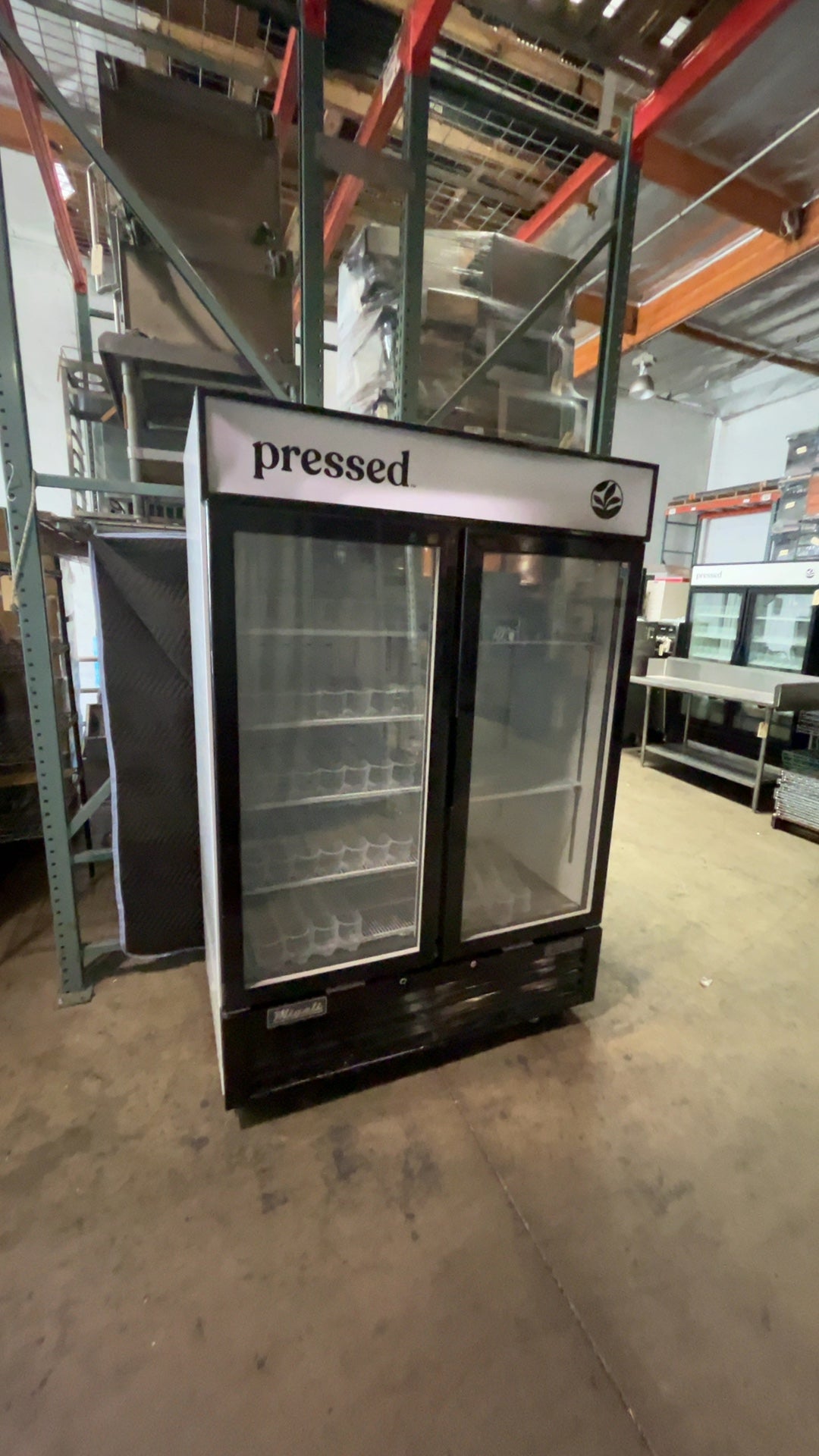Migali C-49RM-HC Refrigerator, Rear Mount Glass Door Two Doors 115V Wheels