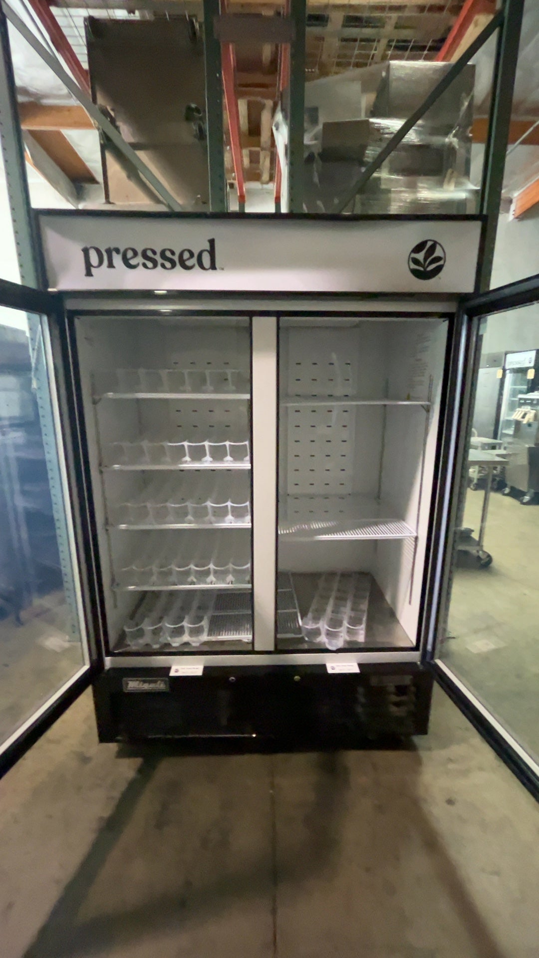 Migali C-49RM-HC Refrigerator, Rear Mount Glass Door Two Doors 115V Wheels
