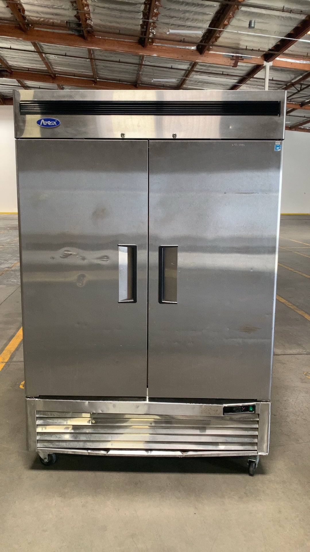 Atosa MBF8507GR Cooler, Bottom Mount Reach-In Vertical 2 Solid Doors Stainless Steel On Casters 115V