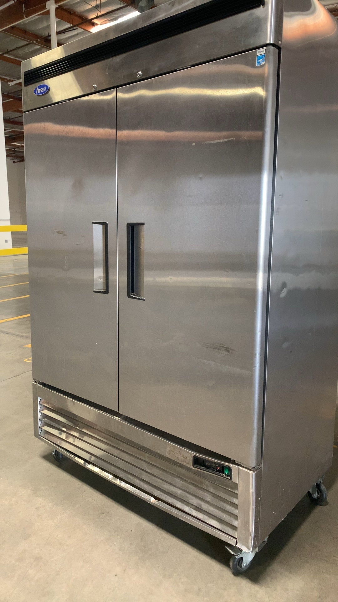 Atosa MBF8507GR Cooler, Bottom Mount Reach-In Vertical 2 Solid Doors Stainless Steel On Casters 115V
