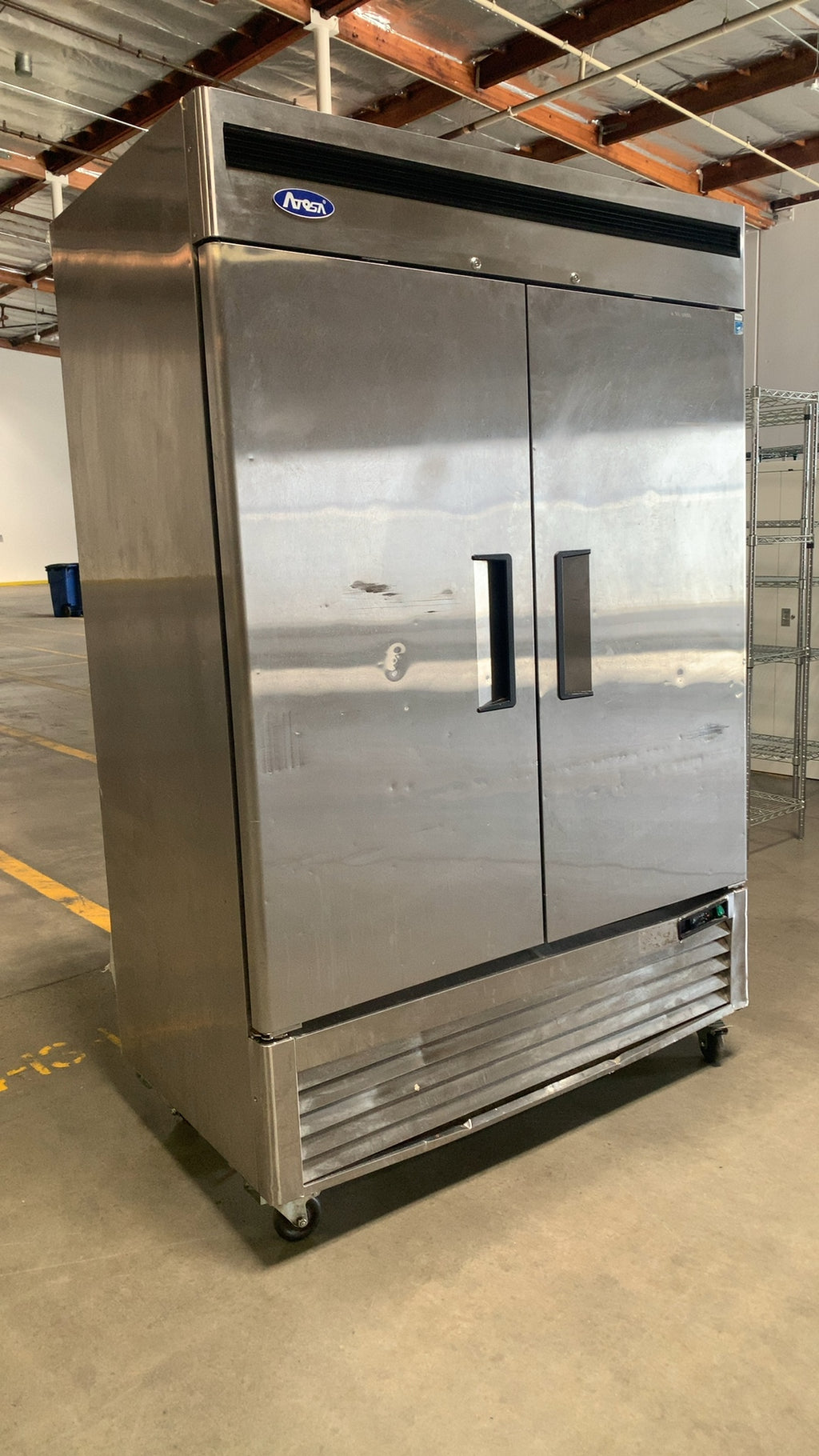 Atosa MBF8507GR Cooler, Bottom Mount Reach-In Vertical 2 Solid Doors Stainless Steel On Casters 115V