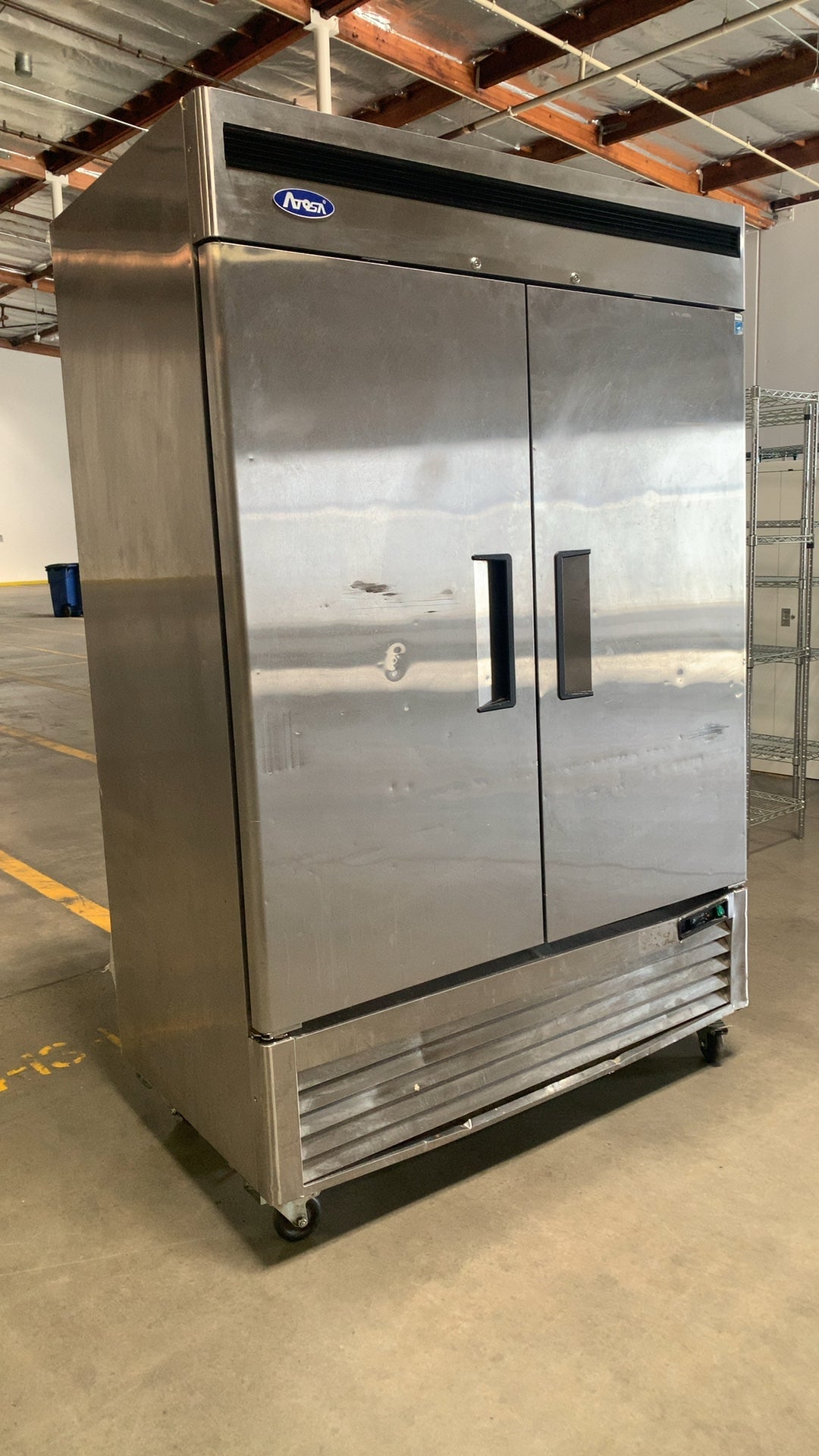 Atosa MBF8507GR Cooler, Bottom Mount Reach-In Vertical 2 Solid Doors Stainless Steel On Casters 115V