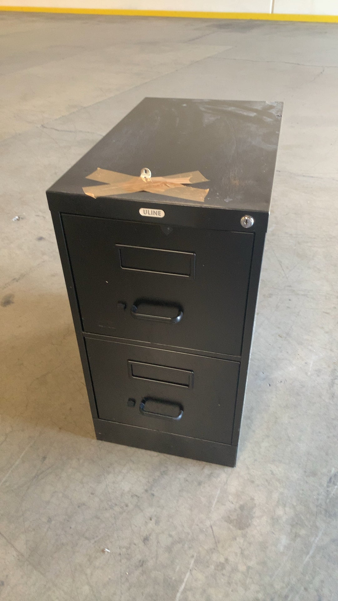 ULINE 2-Drawer Vertical Filing Cabinet Locking Black Color