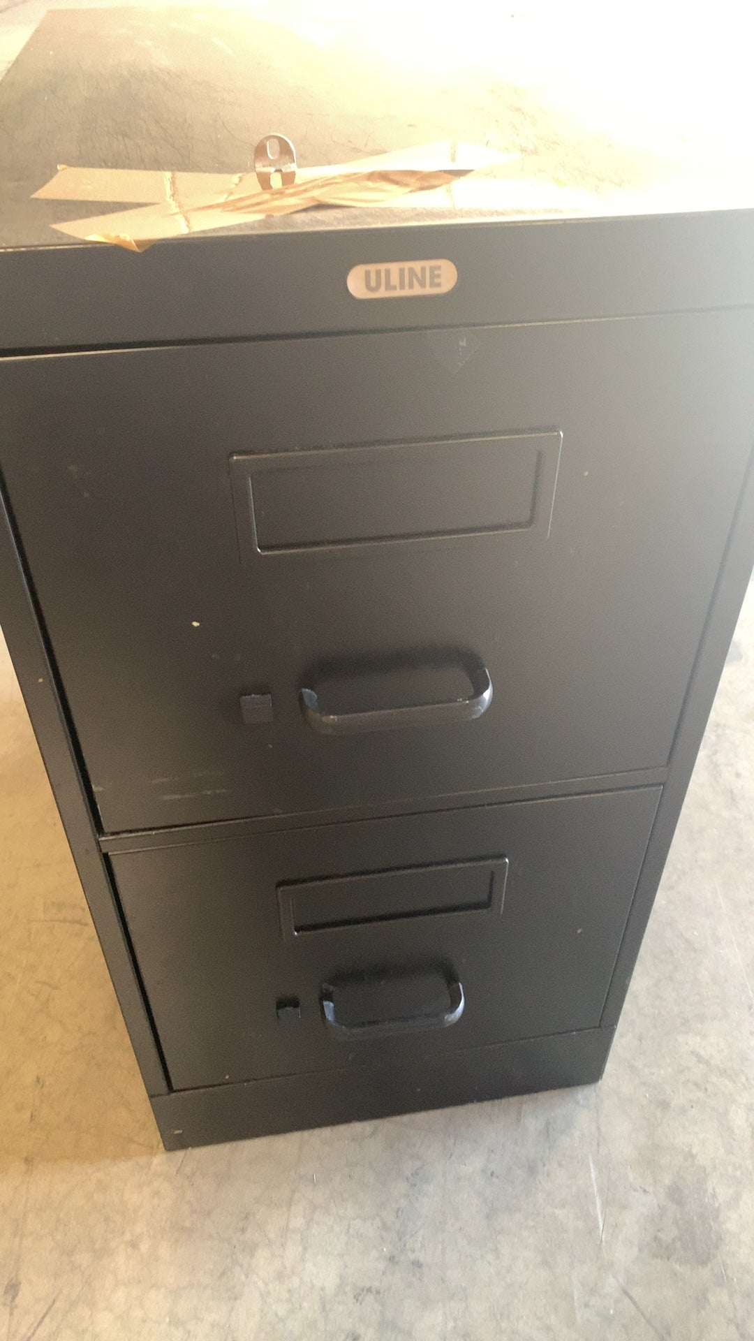ULINE 2-Drawer Vertical Filing Cabinet Locking Black Color