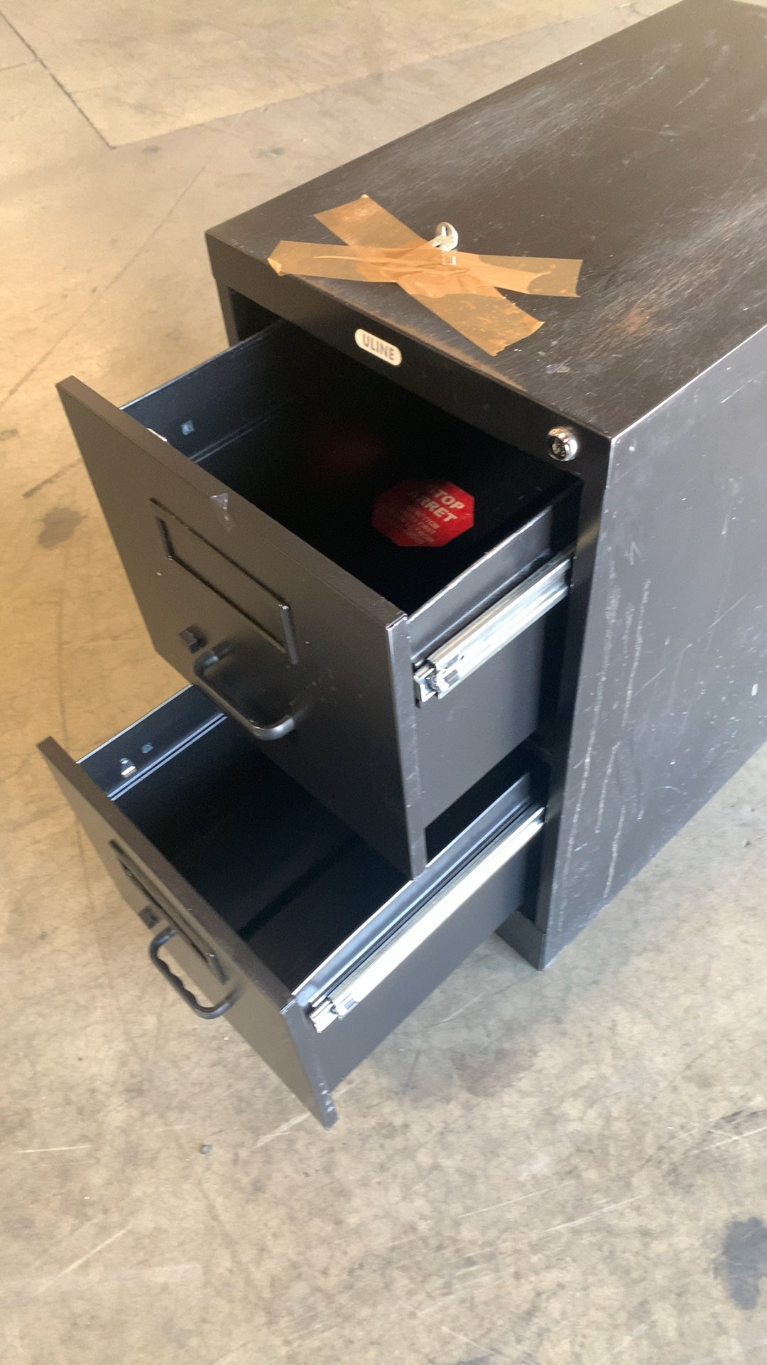 ULINE 2-Drawer Vertical Filing Cabinet Locking Black Color