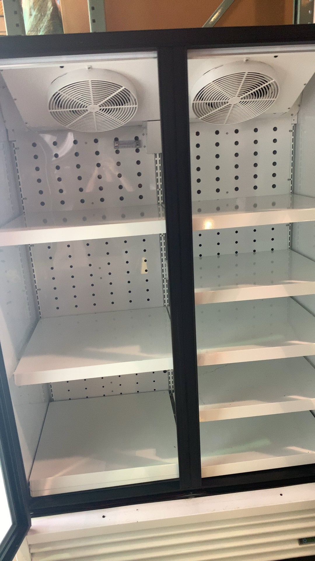 True FLM-54-TSL01 Refrigerator, Upright Display One Frosted Door One Glass Door Adjustable Shelves Internal Fans