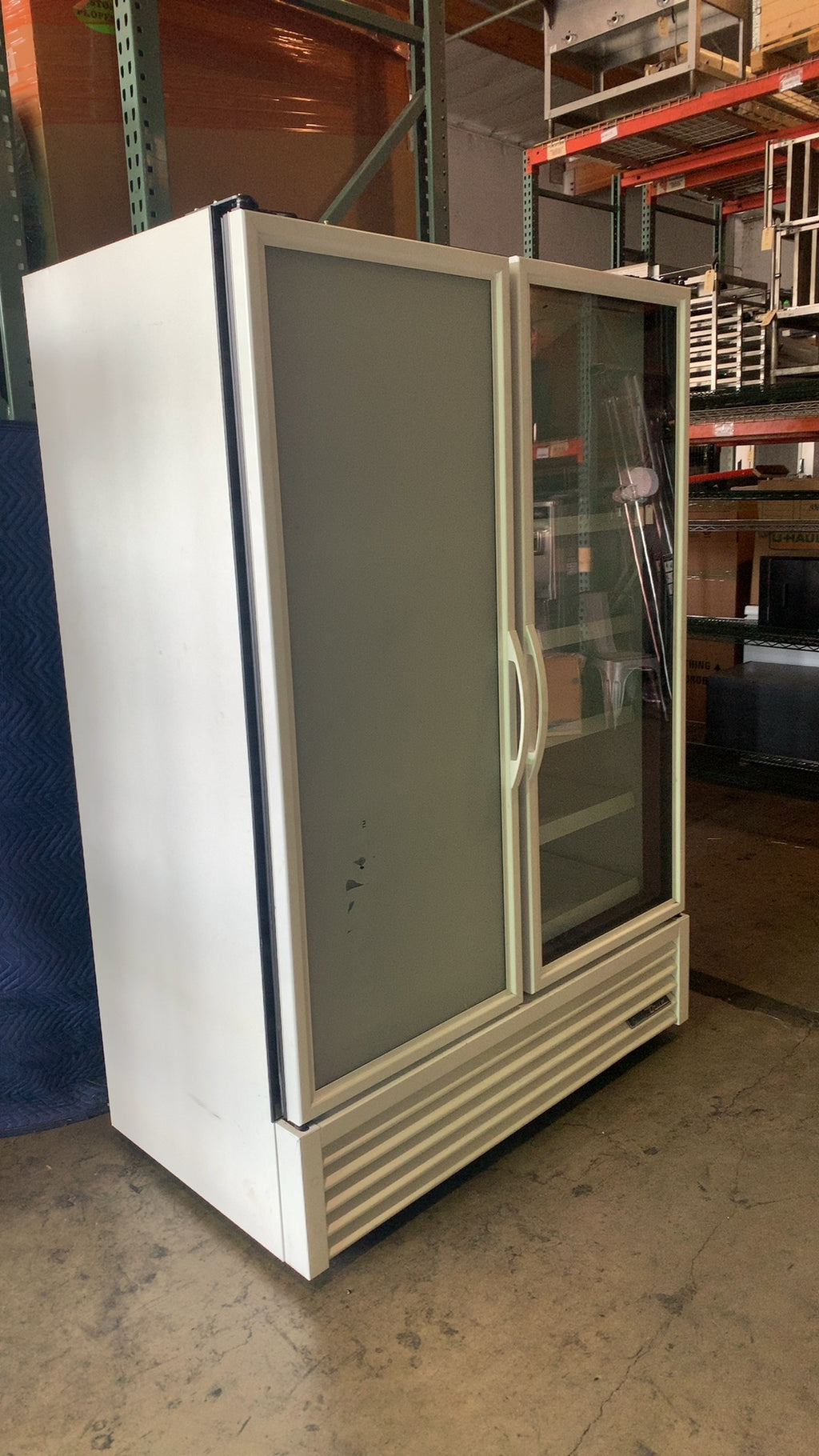 True FLM-54-TSL01 Refrigerator, Upright Display One Frosted Door One Glass Door Adjustable Shelves Internal Fans