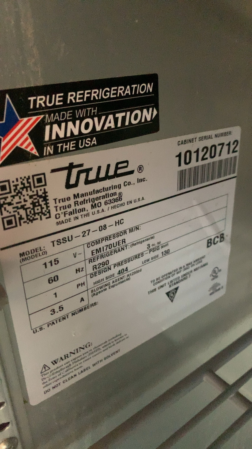 True TSSU-27-08-HC Refrigerated Prep Table, Sandwich/Salad Unit Stainless Steel One Door 115V
