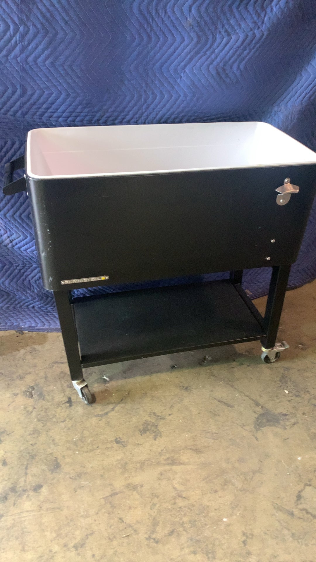 Permasteel Rolling Cooler Cart Cooler, Rolling Patio Bottle Opener Lower Shelf Handles Wheels
