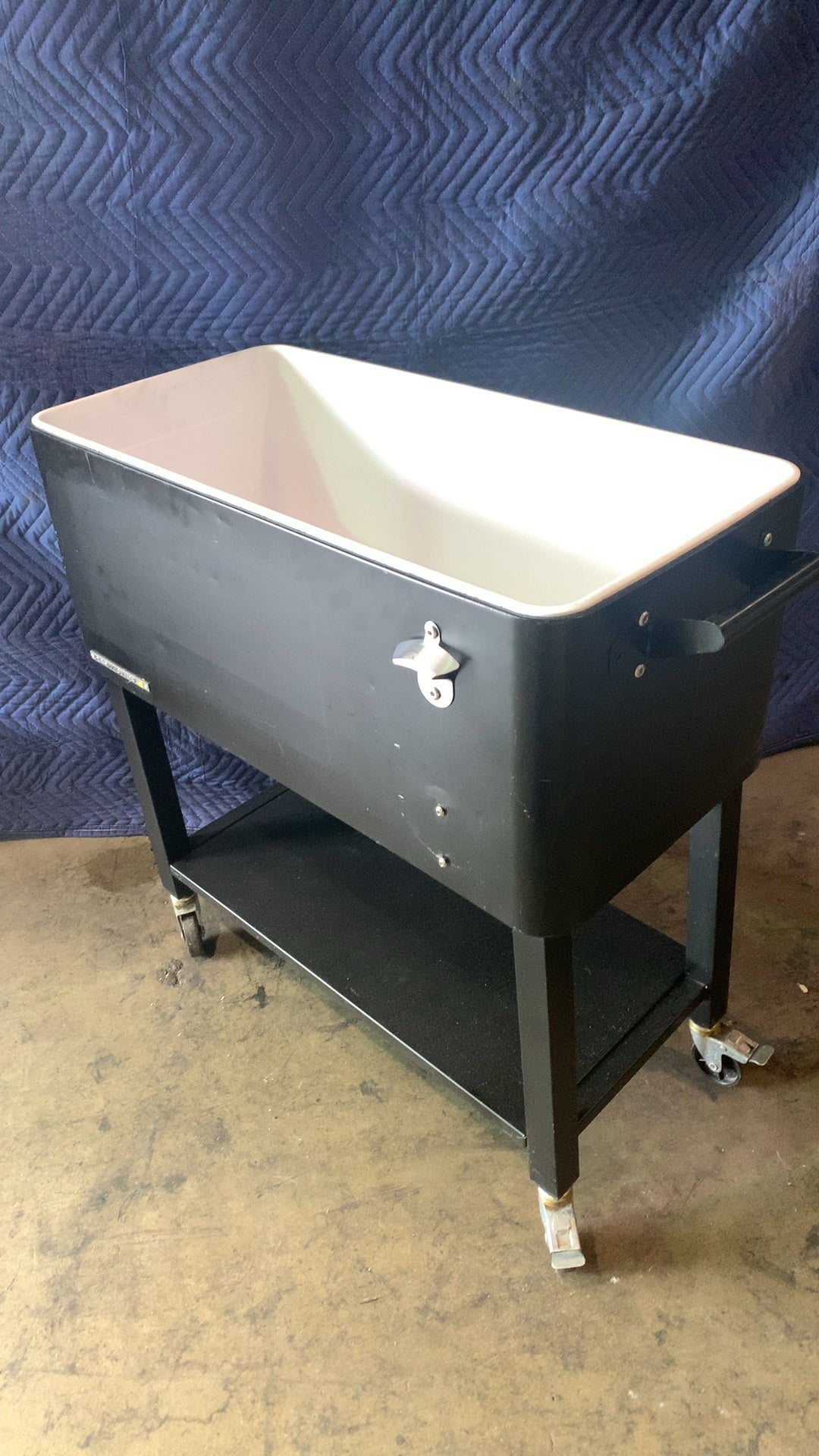 Permasteel Rolling Cooler Cart Cooler, Rolling Patio Bottle Opener Lower Shelf Handles Wheels