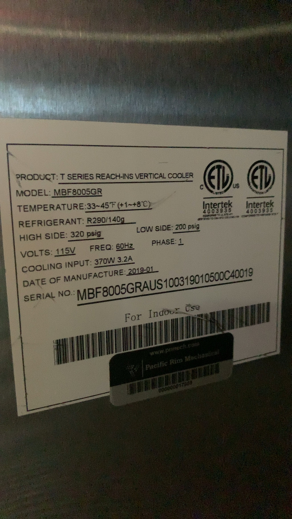 Atosa MBF8005GR Refrigerator, Reach-In Vertical Cooler Two-Door Upright 115V Single Phase Stainless Steel