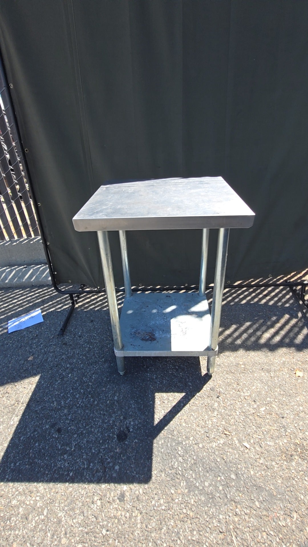 Two-Tier Square Work Table, Commercial Grade Stainless Steel Top, Adjustable Feet