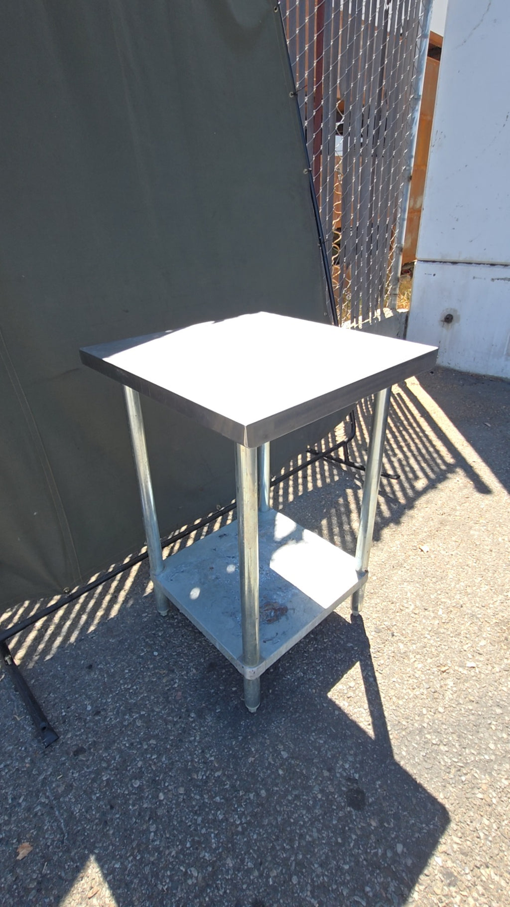 Two-Tier Square Work Table, Commercial Grade Stainless Steel Top, Adjustable Feet