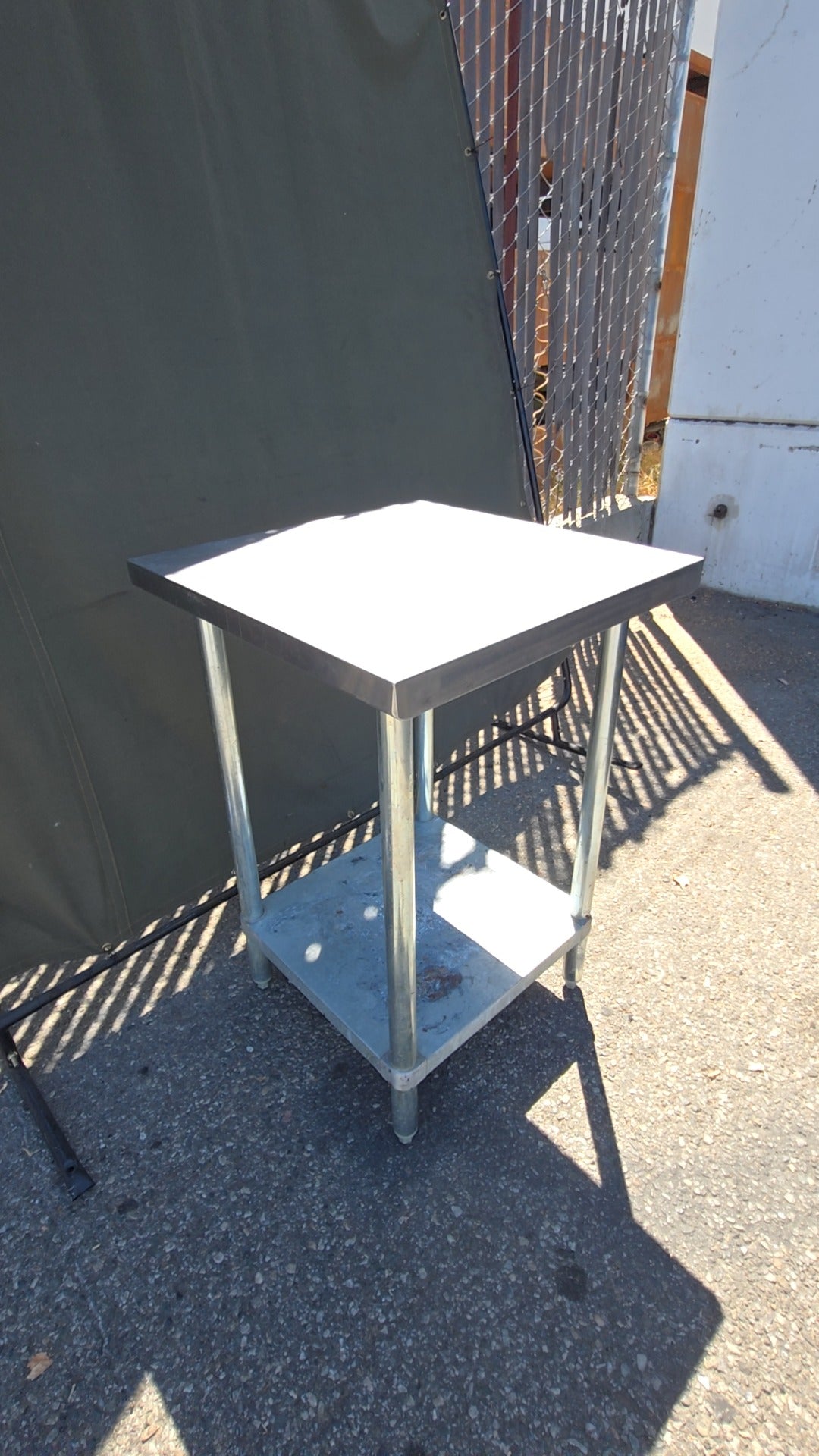 Two-Tier Square Work Table, Commercial Grade Stainless Steel Top, Adjustable Feet