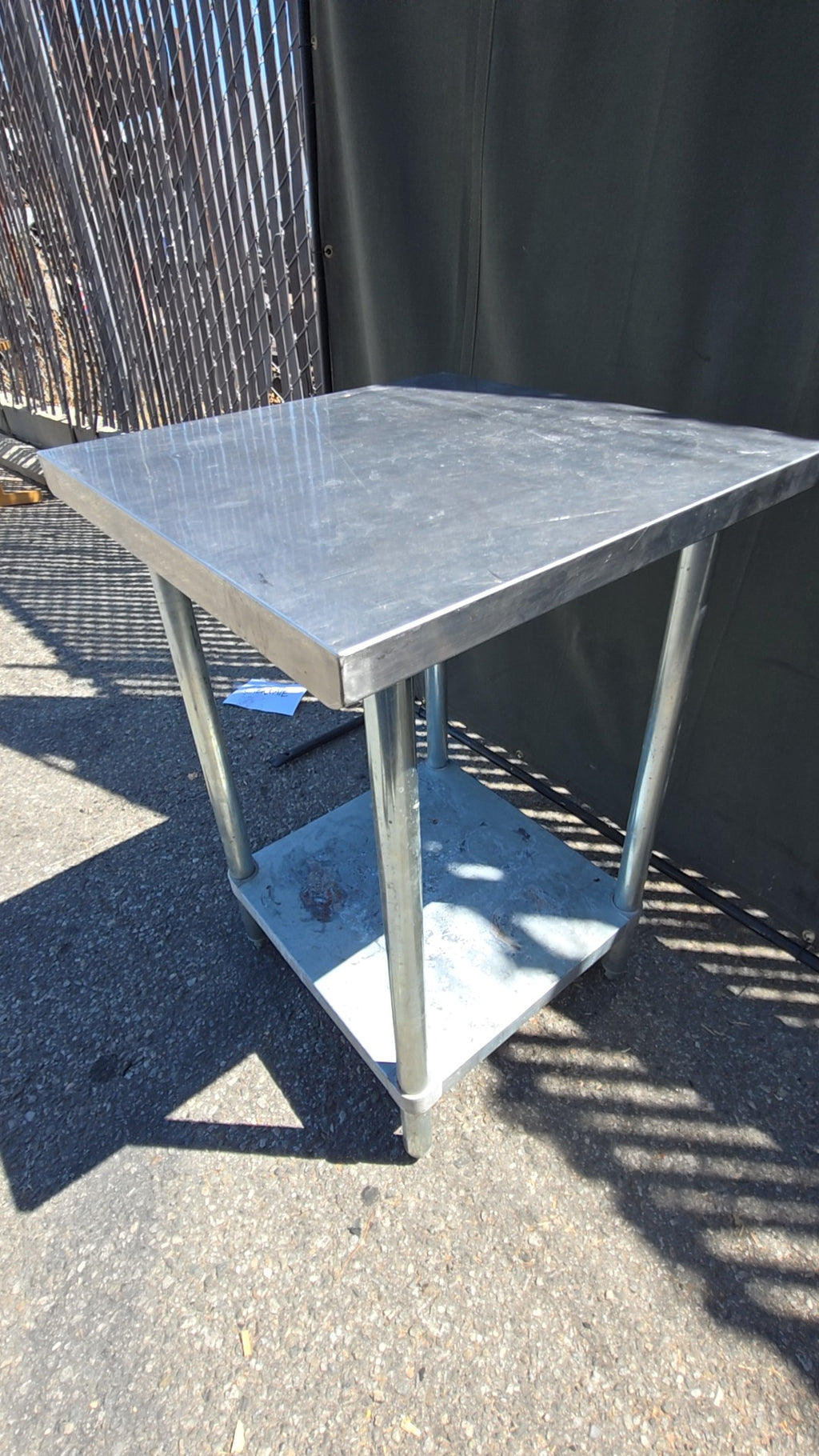 Two-Tier Square Work Table, Commercial Grade Stainless Steel Top, Adjustable Feet