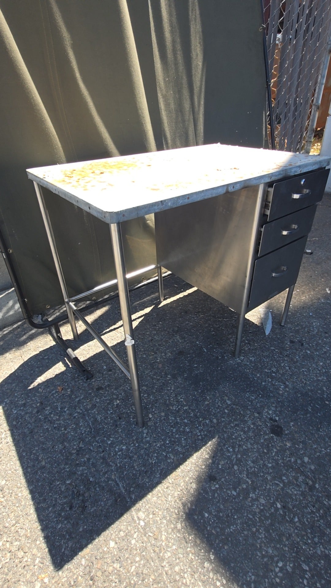 METAL-WORKDESK-3D Work Table, Industrial 3 Drawers