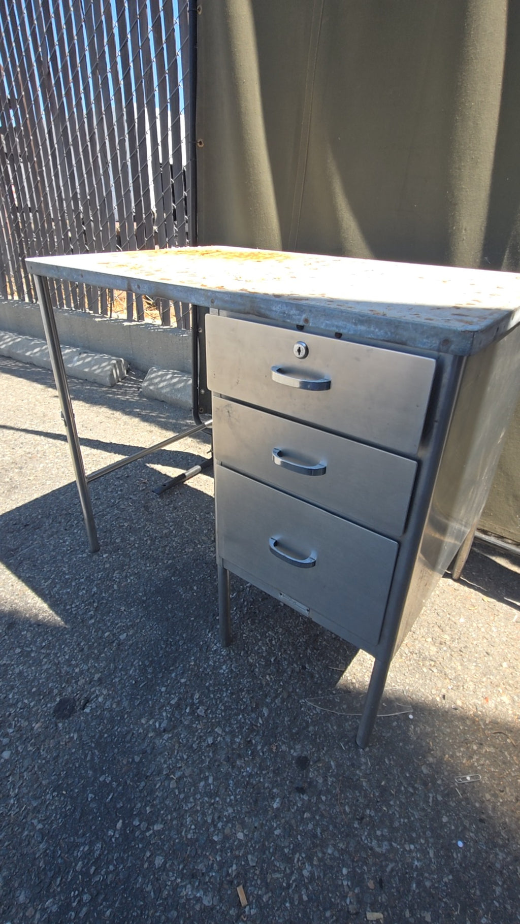 METAL-WORKDESK-3D Work Table, Industrial 3 Drawers