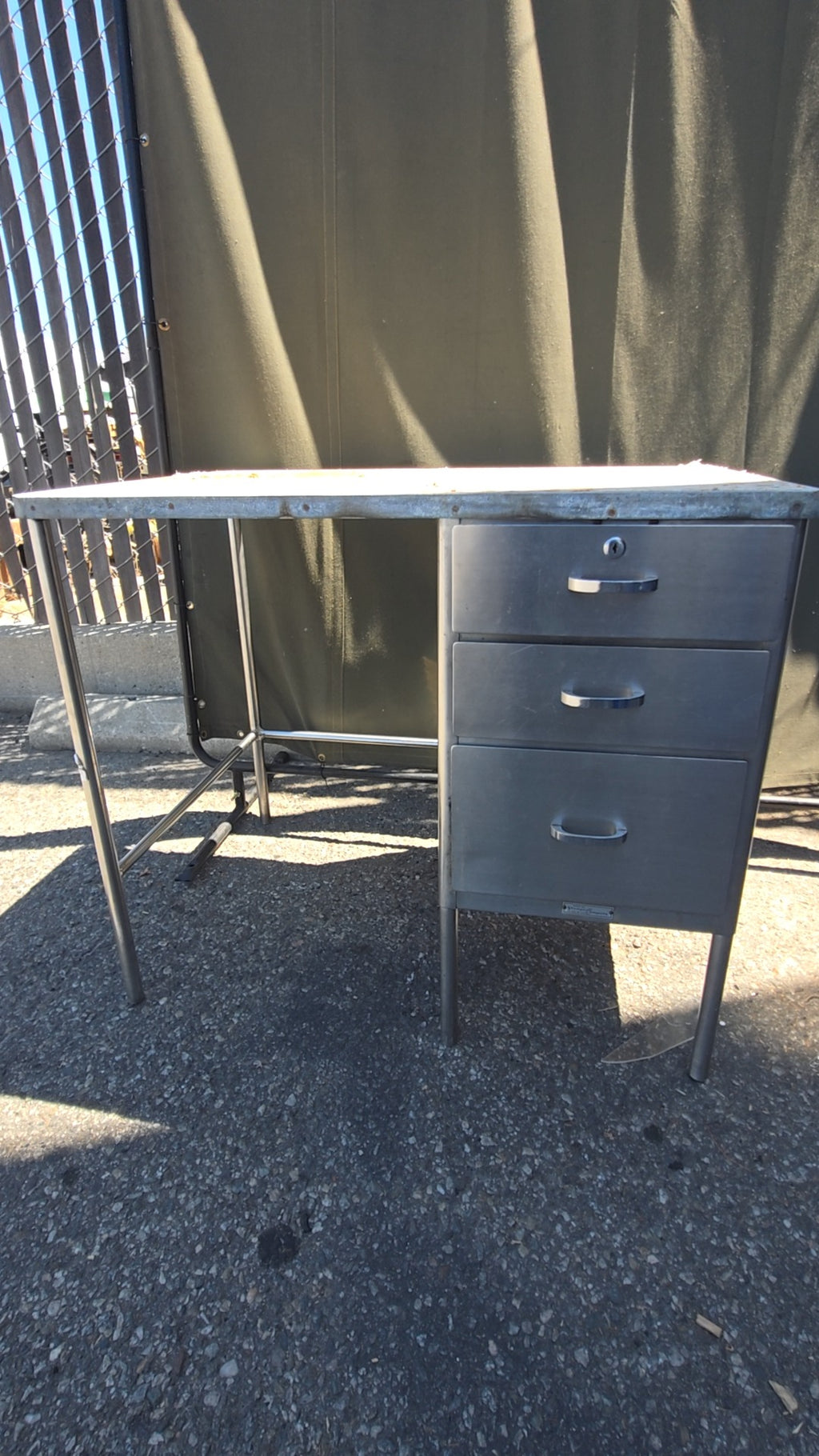 METAL-WORKDESK-3D Work Table, Industrial 3 Drawers