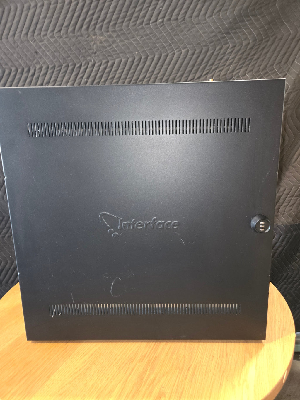 Interface Black, Rectangular Metal Electronic Equipment Enclosure Or Rack-mount Chassis Featuring Ventilation Slots