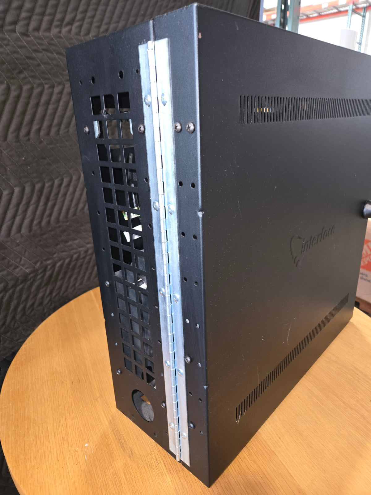Interface Black, Rectangular Metal Electronic Equipment Enclosure Or Rack-mount Chassis Featuring Ventilation Slots