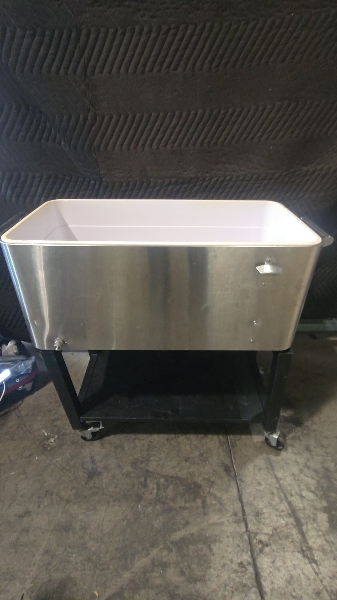 SS-BVC-PRO Beverage Cooler, Mobile Stainless Steel Construction Drain Spigot Bottle Opener. No Top Cover Included