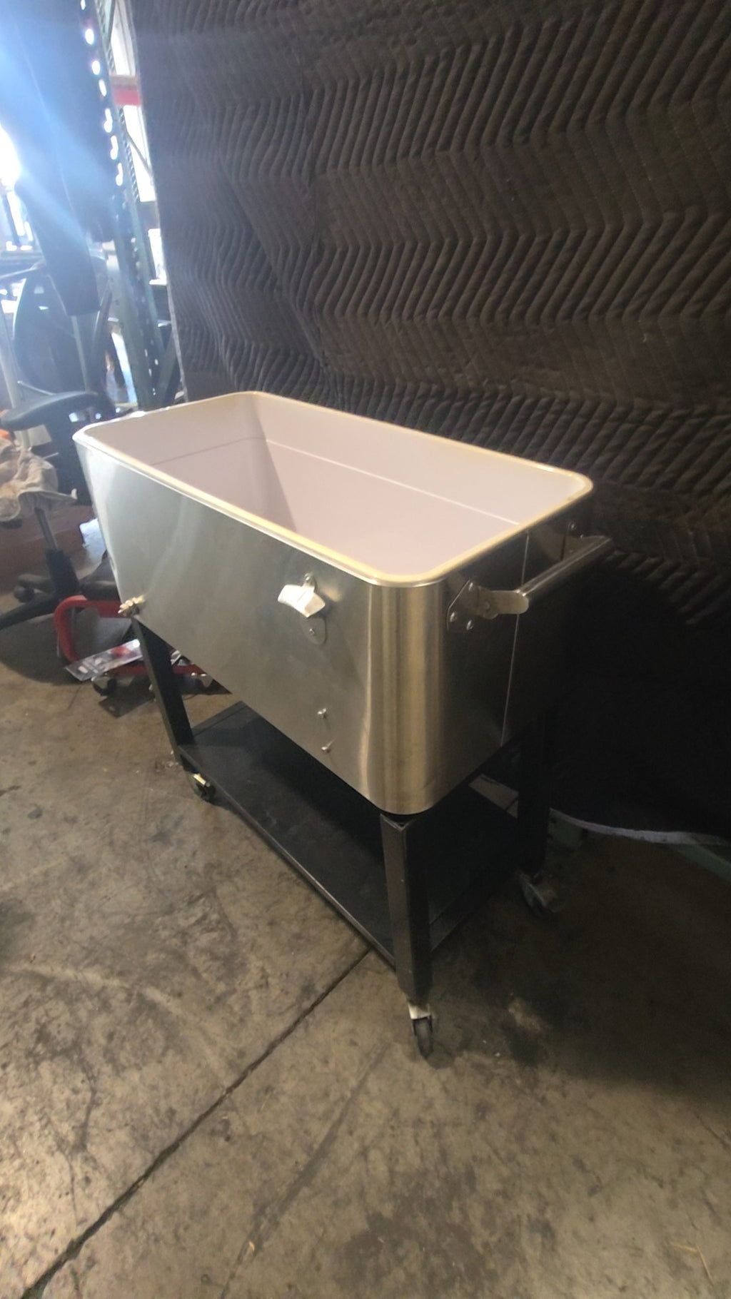 SS-BVC-PRO Beverage Cooler, Mobile Stainless Steel Construction Drain Spigot Bottle Opener. No Top Cover Included