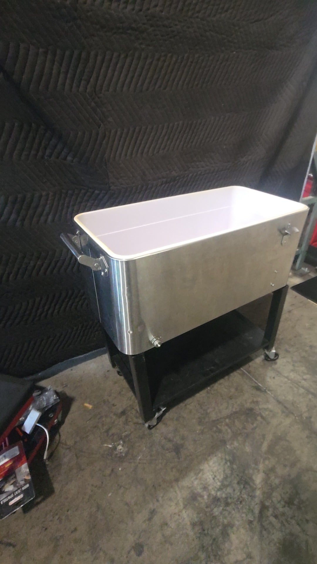 SS-BVC-PRO Beverage Cooler, Mobile Stainless Steel Construction Drain Spigot Bottle Opener. No Top Cover Included