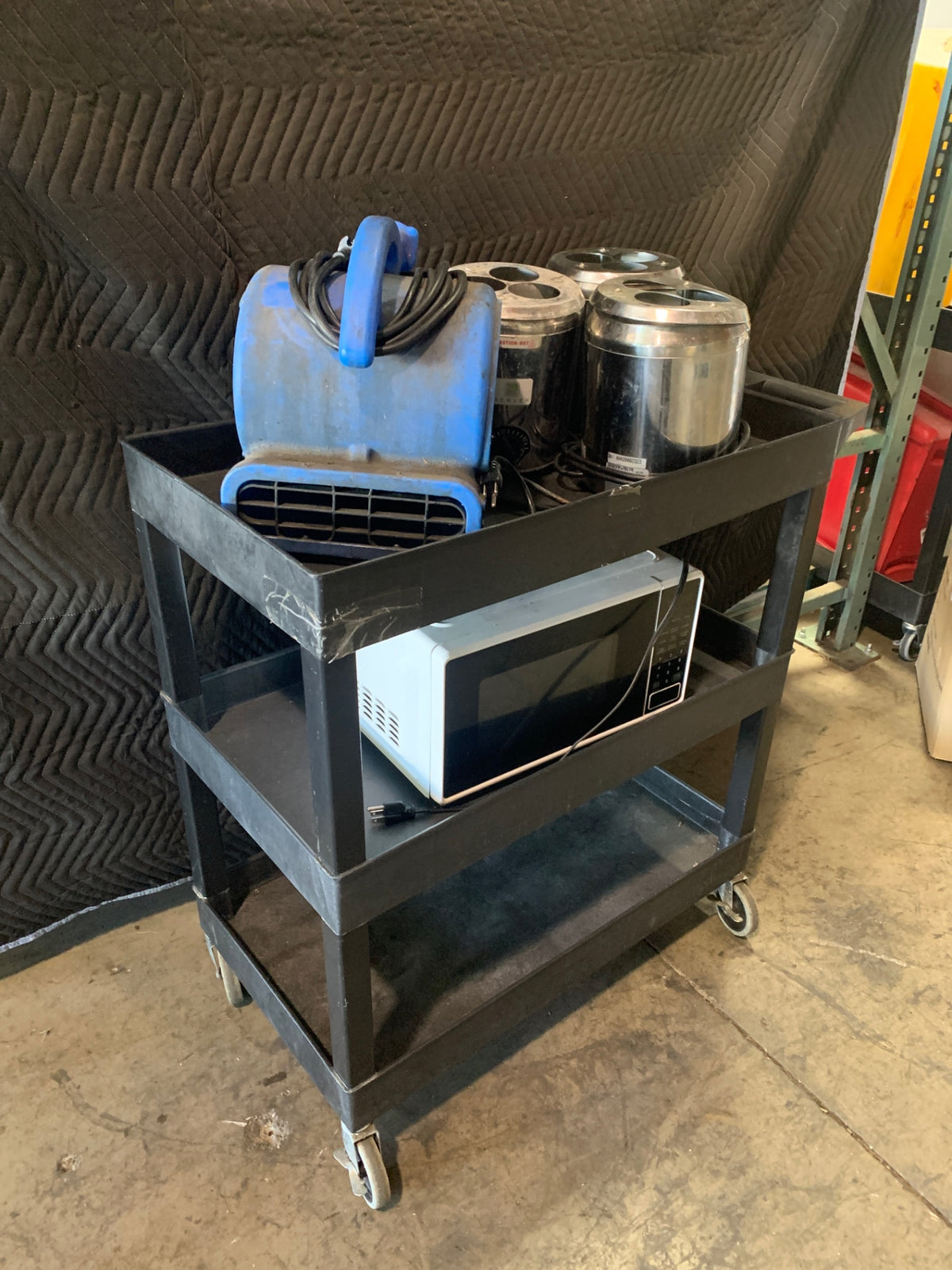 Three Tiered Utility Cart W Floor Dryer, Microwave And Three Bottle Warmers