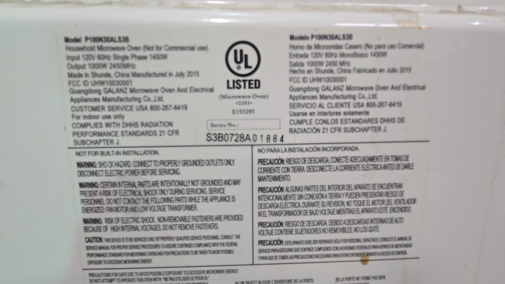 Hamilton Beach P100N30ALSLB Microwave Oven, Countertop 1000W Output