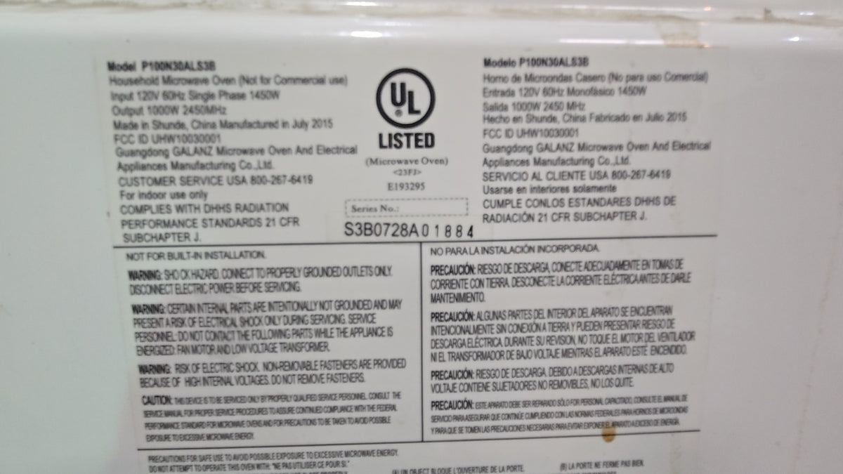 Hamilton Beach P100N30ALSLB Microwave Oven, Countertop 1000W Output