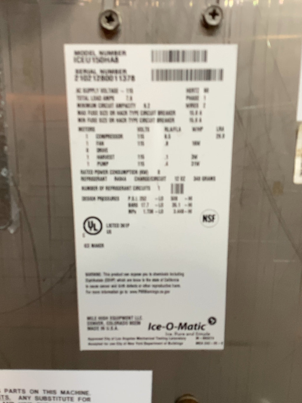 Ice-O-Matic ICEU150HA3 Ice Maker, Self-Contained Cube Ice