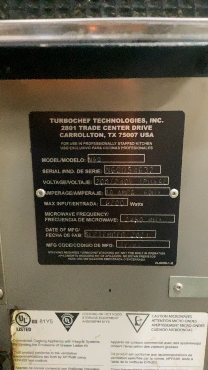 Turbochef N6O Rapid Cook Oven