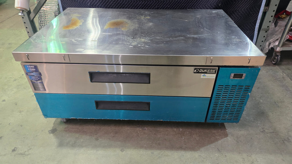 DUKERS DCB52-60 Chef Base Refrigerator, 2 Drawer Stainless Steel On Wheels Digital Controller Electric
